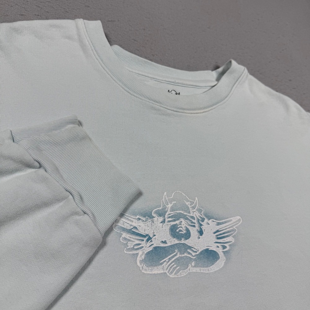 Boys Lie The Places Youll Go Angel Graphic Crewneck Sweatshirt Light Blue XL